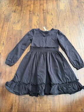 Matilda Jane Black Long-Sleeve Ruffle Waist Dress
